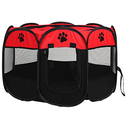 Faltbares Haustier -Spielstall mit Maschenabdeckung, Tragbarer Innenkäfig Im Freien Im Freien für Hundekatze für Hundekatze, Einfache Einrichtung und Lagerung, Reißverschluss Tür, Geräumig und (Rot) Faltbares Haustier -Spielstall mit Maschenabdeckung, Tragbarer Innenkäfig Im Freien Im Freien für Hundekatze für Hundekatze, Einfache Einrichtung und Lagerung, Reißverschluss Tür, Geräumig und (Rot) von BAFOVY