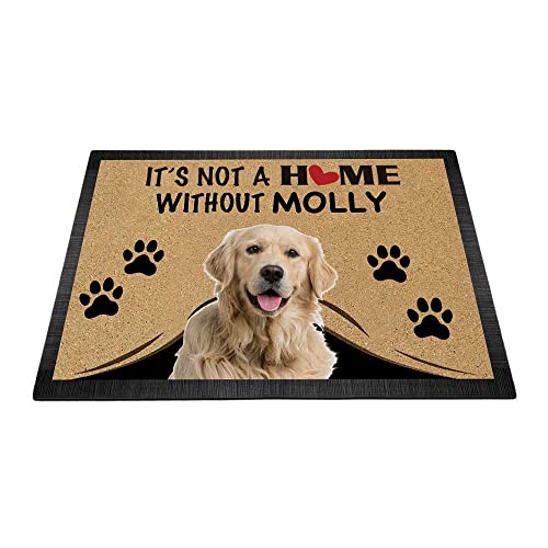 BAGEYOU Fußmatte mit Aufschrift "It's Not a Home Without Dog", Golden Retriever, personalisierbar, schöne Pfotenabdruck-Dekoration, Willkommens-Teppich, 60 x 40 cm von BAGEYOU