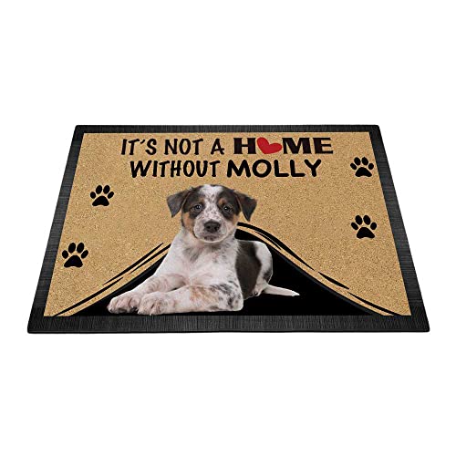 BAGEYOU Fußmatte mit niedlichem australischem Schäferhund, personalisierbar, Motiv: "It's Not a Home without Dog", Fußmatte, Dekoration, Teppich, 90 x 60 cm von BAGEYOU