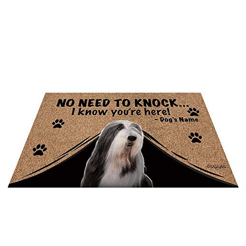 BAGEYOU Personalisierbare Fußmatte mit Hundenamen und Aufschrift "My Love Dog" Bearded Collie Welcome Floor Mat Not Need to Knock I Know You're Here 89,9 x 60,9 cm von BAGEYOU