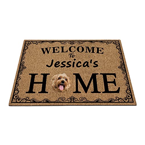 BAGEYOU Personalisierte Fußmatte mit Aufschrift "Welcome to Someone's Home", mit schönem Yorkshire Terrier, Yorkie Hund, Willkommens-Fußmatte für Heimdekoration, 90 x 60 cm von BAGEYOU