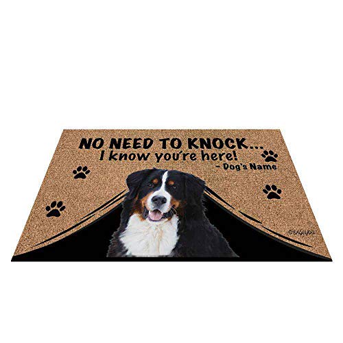 BAGEYOU Personalisierte Fußmatte mit Hundename und Aufschrift "My Love Dog", Berner Willkommens-Fußmatte, nicht zu klopfen, I Know You're Here 89,9 x 60,9 cm von BAGEYOU