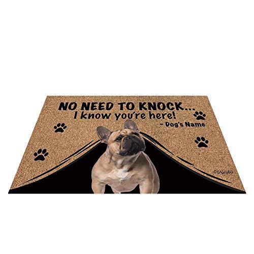 BAGEYOU Personalisierte Fußmatte mit Hundenamen und Aufschrift "My Love Dog", französische Bulldogge, Willkommens-Bodenmatte, nicht zu klopfen, I Know You're Here 69,8 x 45 cm von BAGEYOU