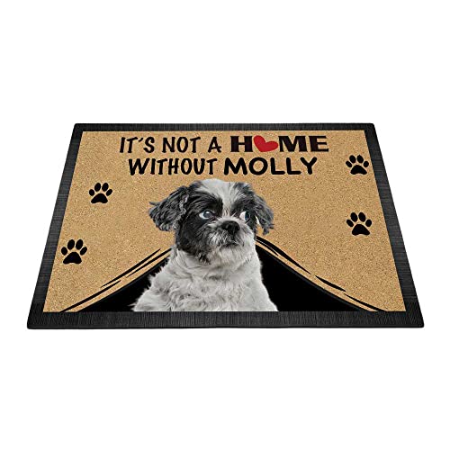 BAGEYOU Personalisierte Fußmatte mit niedlichem Shih Tzu-Hund "It's Not a Home Without Dog", Fußmatte, Dekoration, Teppich, 90 x 60 cm von BAGEYOU