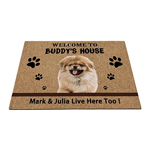 Benutzerdefinierte Pekinese Hunde-Bodenmatte, niedliche Haustierpfoten-Fußmatte, Heimdekoration, Willkommen im Haus, 59,9 x 39,9 cm von BAGEYOU