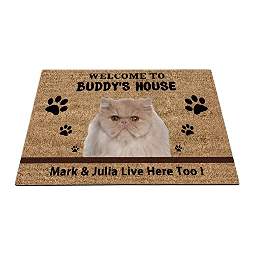 Benutzerdefinierte persische Katze Willkommen Bodenmatte lustige Haustier Pfoten Fußmatte Home Dekorationen Welcome To Dog's House 89,9 x 59,9 cm von BAGEYOU