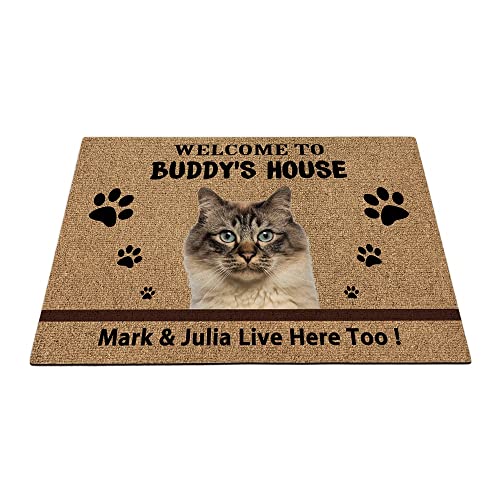 Benutzerdefinierte sibirische Katzen Willkommen Fußmatte lustige Haustier Pfoten Fußmatte Heimdekoration Welcome To Dog's House 59,9 x 39,9 cm von BAGEYOU