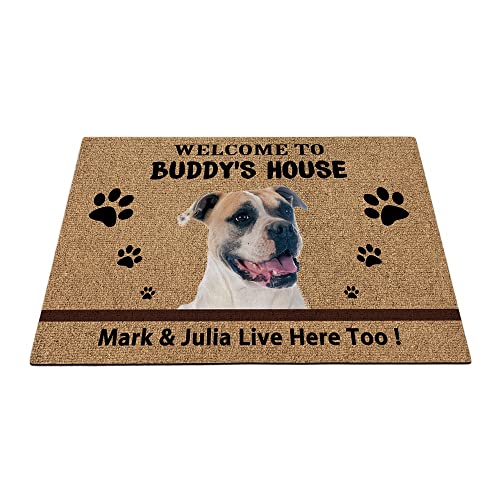 Fußmatte für amerikanische Bulldogge, Welpen, Willkommen, niedlich, Haustierpfoten, Heimdekoration, 89,9 x 59,9 cm von BAGEYOU
