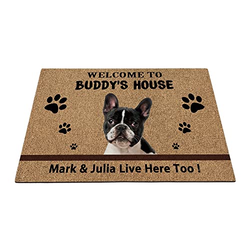 Fußmatte für französische Bulldogge, Welpen, Willkommen, lustige Haustierpfoten, Heimdekoration, 89,9 x 59,9 cm von BAGEYOU