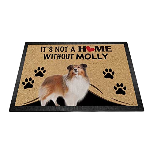 Fußmatte mit Aufschrift "It's Not a Home Without Dog", personalisierbar, lustiger Pfotenabdruck-Dekoration, 90 x 60 cm von BAGEYOU