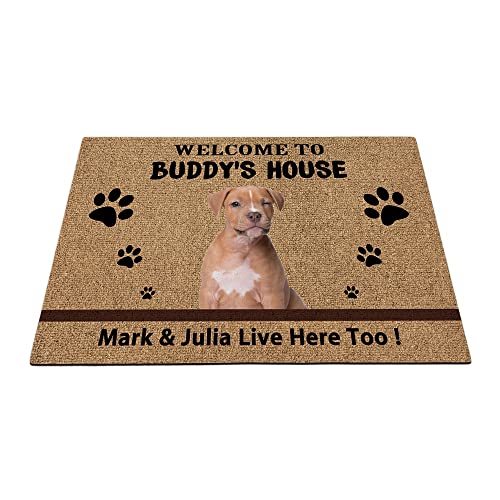 Individuelle American Staffordshire Terrier Hunde-Bodenmatte, lustige Haustierpfoten-Fußmatte, Heimdekoration, Willkommen im Haus, 89,9 x 59,9 cm von BAGEYOU