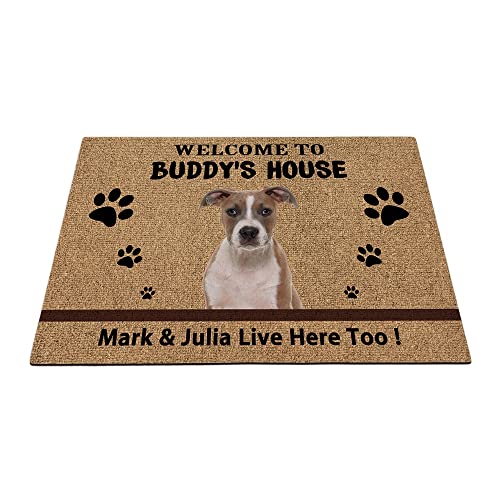 Individuelle American Staffordshire Terrier Welpen-Bodenmatte, lustige Haustierpfoten-Fußmatte, Heimdekoration, Willkommen im Haus, 89,9 x 59,9 cm von BAGEYOU