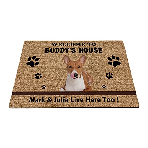 Individuelle Basenji Hunde-Bodenmatte, lustige Haustierpfoten-Fußmatte, Heimdekoration, Willkommen im Haus, 89,9 x 59,9 cm von BAGEYOU