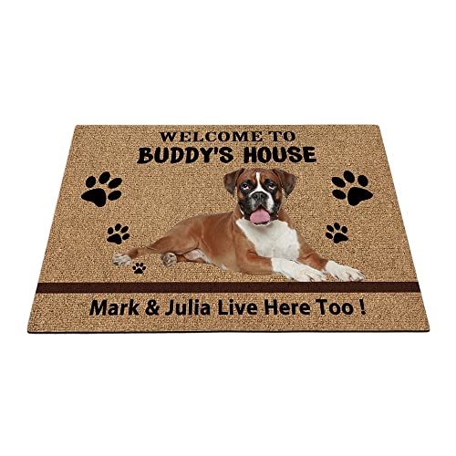Individuelle Boxer-Hunde-Bodenmatte, lustige Haustierpfoten-Fußmatte, Heimdekoration, Willkommen im Haus, 59,9 x 39,9 cm von BAGEYOU