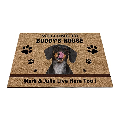 Individuelle Dackel-Fußmatte für Hunde, Willkommen, lustige Haustierpfoten-Fußmatte, Heimdekoration, Willkommen im Haus, 89,9 x 59,9 cm von BAGEYOU
