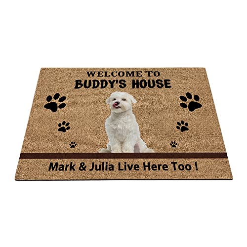 Individuelle Fußmatte für Malteser und Hunde, lustige Haustierpfoten, Heimdekoration, Willkommen im Haus, 69,8 x 45 cm von BAGEYOU