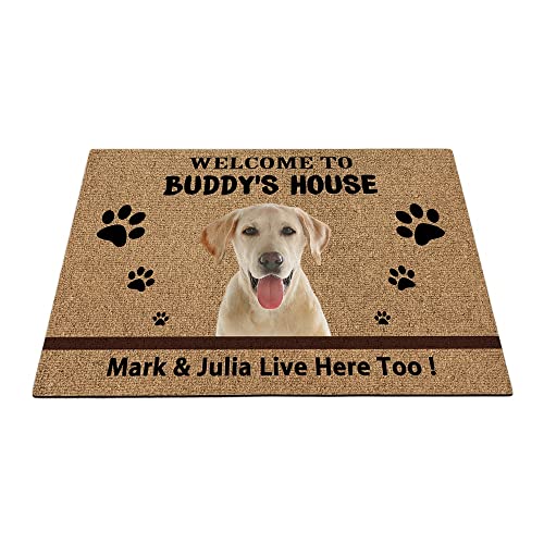 Individuelle Labrador Hund Willkommen Fußmatte niedliche Haustier Pfoten Fußmatte Home Dekorationen Welcome To Dog's House 69,8 x 45 cm von BAGEYOU