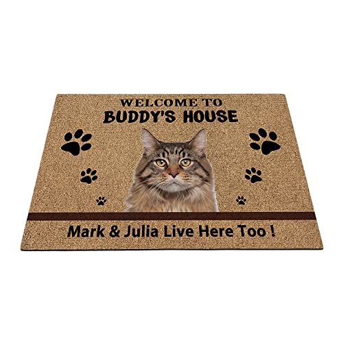 Individuelle Maine Coon Katze Willkommen Fußmatte Lustige Haustier Pfoten Fußmatte Home Dekorationen Welcome To Dog's House 69,8 x 45 cm von BAGEYOU