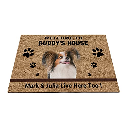Individuelle Papillon Hunde-Bodenmatte, lustige Haustierpfoten-Fußmatte, Heimdekoration, Willkommen im Haus, 89,9 x 59,9 cm von BAGEYOU