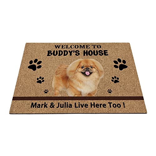 Individuelle Pekinese Hunde-Bodenmatte, lustige Haustierpfoten-Fußmatte, Heimdekoration, Willkommen im Haus, 89,9 x 59,9 cm von BAGEYOU