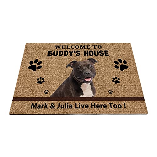 Individuelle Pitbull Dog Welcome Fußmatte Lustige Haustierpfoten-Fußmatte Heimdekoration Welcome To Dog's House 89,9 x 59,9 cm von BAGEYOU