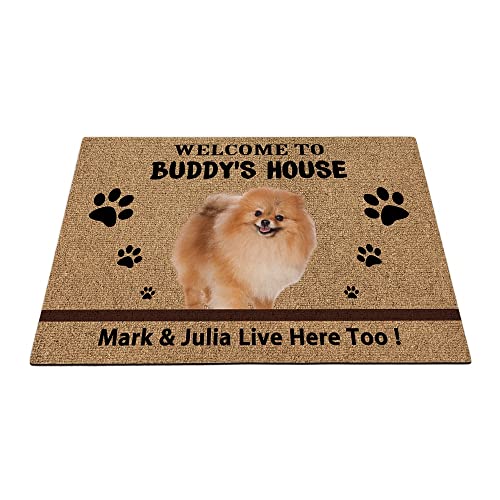 Individuelle Spitz Hunde-Bodenmatte, lustige Haustierpfoten-Fußmatte, Heimdekoration, Willkommen im Haus, 59,9 x 39,9 cm von BAGEYOU
