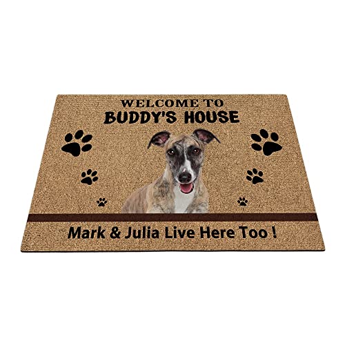 Individuelle Whippet Dog Welcome Fußmatte Lustige Haustier Pfoten Fußmatte Home Decorations Welcome To Dog's House 89,9 x 59,9 cm von BAGEYOU