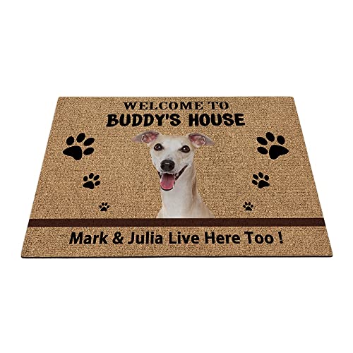 Individuelle Whippet Puppy Welcome Bodenmatte Lustige Haustier Pfoten Fußmatte Home Decorations Welcome To Dog's House 69,8 x 45 cm von BAGEYOU