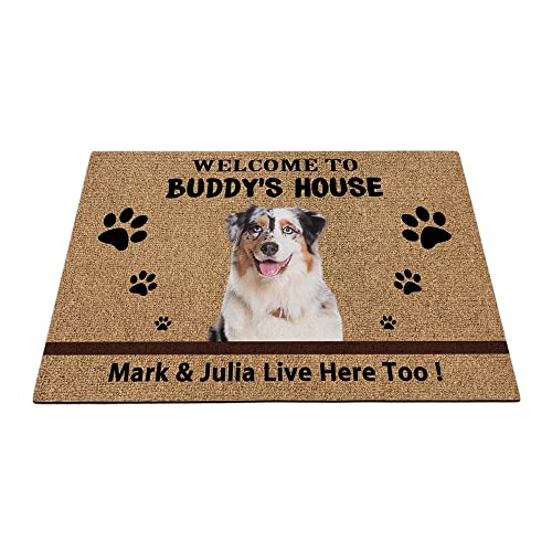 Individuelle australische Schäferhund-Fußmatte, lustige Haustierpfoten-Fußmatte, Heimdekoration, Willkommen im Haus, 89,9 x 59,9 cm von BAGEYOU