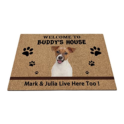 Jack Russell Terrier Welpen-Bodenmatte, lustige Haustierpfoten-Fußmatte, Heimdekoration, Willkommen im Haus, 89,9 x 59,9 cm von BAGEYOU