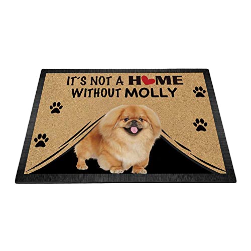 Personalisierte Fußmatte mit Pekingese-Hund "It's Not a Home Without Dog", Fußmatte, Dekoration, Teppich, 69,8 x 45 cm von BAGEYOU