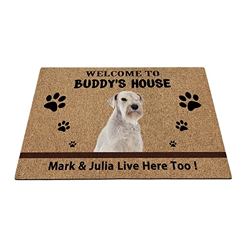 Weiße Miniatur-Schnauzer-Bodenmatte, lustige Haustierpfoten-Fußmatte, Heimdekoration, Willkommen im Hundehaus, 59,9 x 39,9 cm von BAGEYOU