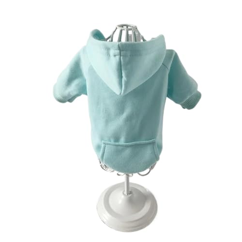 Solide Katzen- und Hunde-Kapuzenpullover für kleine Hunde, Haustierkleidung, Mantel, Jacken, Sweatshirt für Chihuahua, Hunde, Baumwolle, Haustier-Outfits (Farbe: Hellblau, Größe: L 3,5–4,5 kg) von BAGLEV