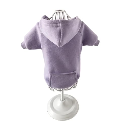 Solide Katzen- und Hunde-Kapuzenpullover für kleine Hunde, Haustierkleidung, Mantel, Jacken, Sweatshirt für Chihuahua, Hunde, Baumwolle, Haustier-Outfits (Farbe: Lila, Größe: S 1,5–2,5 kg) von BAGLEV