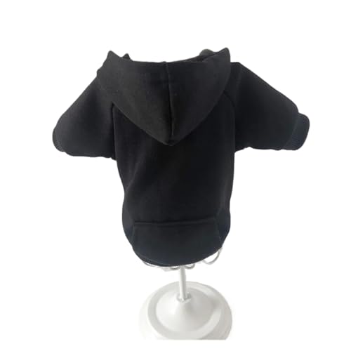 Solide Katzen- und Hunde-Kapuzenpullover für kleine Hunde, Haustierkleidung, Mantel, Jacken, Sweatshirt für Chihuahua, Hunde, Baumwolle, Haustier-Outfits (Farbe: Schwarz, Größe: L 3,5–4,5 kg) von BAGLEV