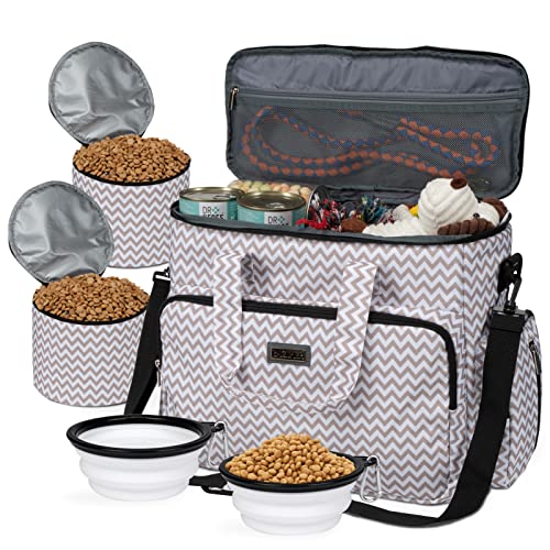 BAGLHER Hunde-Reisetasche, Haustier-Reisetasche (alle Haustier-Reisebedarf), mit 2 Haustierfutterbehältern und 2 faltbaren Silikonnäpfen; unverzichtbare Kits für Haustierreisen, BLW von BAGLHER