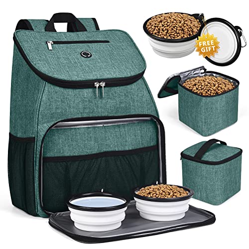BAGLHER 丨Hunde-Reisetasche, von Fluggesellschaften zugelassener Haustierbedarf-Rucksack, Hunde-Reiserucksack-Zubehör-Set mit 2 faltbaren Silikonnäpfen und 2 Futterkörben, Grün BAGLHER 丨Hunde-Reisetasche, von Fluggesellschaften zugelassener Haustierbedarf-Rucksack, Hunde-Reiserucksack-Zubehör-Set mit 2 faltbaren Silikonnäpfen und 2 Futterkörben, Grün von BAGLHER