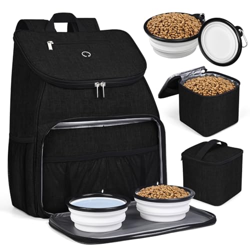 BAGLHER 丨Hundetasche, Fluggesellschaft zugelassener Haustierbedarf Rucksack, Hundereiserucksack Zubehör Set mit 2 Silikon Faltschüsseln und 2 Futterkörben Schwarz BAGLHER 丨Hundetasche, Fluggesellschaft zugelassener Haustierbedarf Rucksack, Hundereiserucksack Zubehör Set mit 2 Silikon Faltschüsseln und 2 Futterkörben Schwarz von BAGLHER