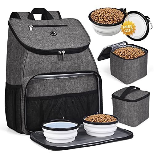 BAGLHER 丨Hundetasche, von Fluggesellschaften zugelassener Haustierbedarf, Rucksack für Hunde, Reise-Rucksack-Zubehör-Set mit 2 faltbaren Silikonnäpfen und 2 Futterkörben, Grau BAGLHER 丨Hundetasche, von Fluggesellschaften zugelassener Haustierbedarf, Rucksack für Hunde, Reise-Rucksack-Zubehör-Set mit 2 faltbaren Silikonnäpfen und 2 Futterkörben, Grau von BAGLHER