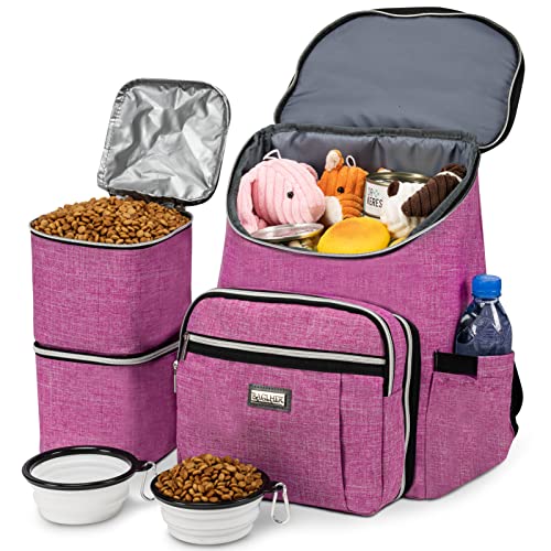 BAGLHER Reise-Hunderucksack – Abnehmbarer Reise-Hundefutterbehälter für Haustierbedarf, Hundeausrüstung, Hundetasche für Reisen mit 2 faltbaren Silikonnäpfen und 2 Futterkörben, Rosa BAGLHER Reise-Hunderucksack – Abnehmbarer Reise-Hundefutterbehälter für Haustierbedarf, Hundeausrüstung, Hundetasche für Reisen mit 2 faltbaren Silikonnäpfen und 2 Futterkörben, Rosa von BAGLHER