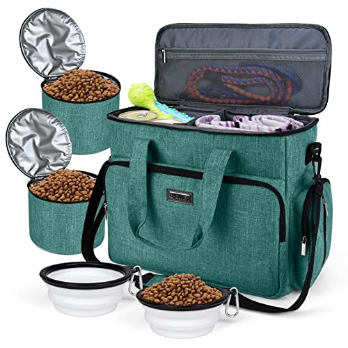 BAGLHER Reisetasche, von Fluggesellschaften zugelassener Haustier-Organizer mit Multifunktionstaschen, perfektes Wochenend-Reise-Set für Hunde und Katzen, Grün von BAGLHER