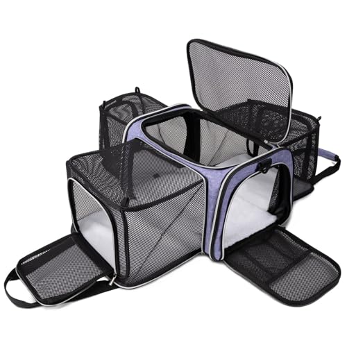 BAGLHER Tragetasche für Katzen, von Fluggesellschaften zugelassen, weiche Seite, Haustier-Reise, 5 Seiten, offene Türen, 3 Seiten, erweiterbar, faltbar, Hundetragetasche mit Fleece-Pad BAGLHER Tragetasche für Katzen, von Fluggesellschaften zugelassen, weiche Seite, Haustier-Reise, 5 Seiten, offene Türen, 3 Seiten, erweiterbar, faltbar, Hundetragetasche mit Fleece-Pad von BAGLHER