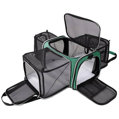 BAGLHER Tragetasche für Katzen, von Fluggesellschaften zugelassen, weiche Seite, Haustier-Reise, 5 Seiten, offene Türen, 3 Seiten, erweiterbar, faltbar, Hundetragetasche mit Fleece-Pad BAGLHER Tragetasche für Katzen, von Fluggesellschaften zugelassen, weiche Seite, Haustier-Reise, 5 Seiten, offene Türen, 3 Seiten, erweiterbar, faltbar, Hundetragetasche mit Fleece-Pad von BAGLHER