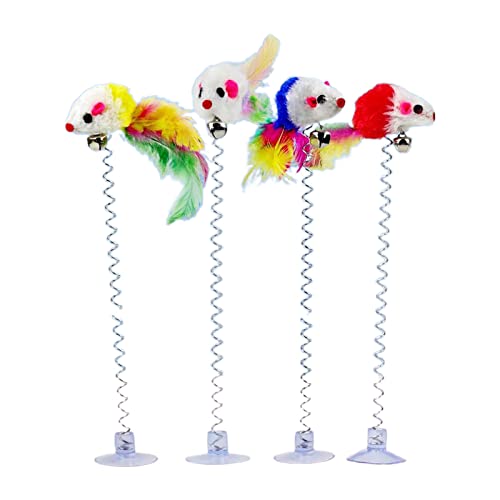 BAHJKASD Spring Toy Teaser Wand SuctionCup Federspielzeug Kratzspielzeug Interaktives Spielzeug Federstab Federstab Spielzeug von BAHJKASD