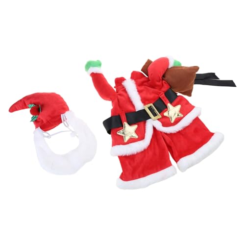 BAHJKASD Weihnachtsmann Kostüm Für Katzen Und Hunde Mit Modisches Weihnachtsmann Kappen Outfit Für Hunde Weihnachtsfeier Haustier Body Festival Kleidung von BAHJKASD