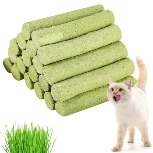 150g Katzengras Snack,5 Stück Gefriergetrocknet Snacks für Katzen, Katzengras Sticks, Katzen Leckerlies, Cat Grass Teething Stick, Beißstab aus Katzengras, für die Zahnpflege und Haarknäuel Entfernen von BAIFULAI
