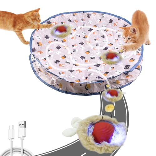 BAIFULAI Interaktiver Spielball für Katzen Im Innenbereich, Katzenball Elektrisch, Interaktives Katzenspielzeug, Interaktives Automatisches Katzenballspielzeug, Spielzeug für Katzen Trainingsmatte von BAIFULAI