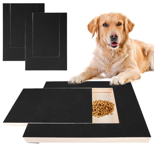 Kratzbrett Hunde mit Snack-Box, Kratzbrett Hunde mit 2 Ersatzblättern Schleifpapier, 35×25×3 cm Kratzbret für Krallenschere Nagelpflege von Haustieren(Schwarz) von BAIFULAI