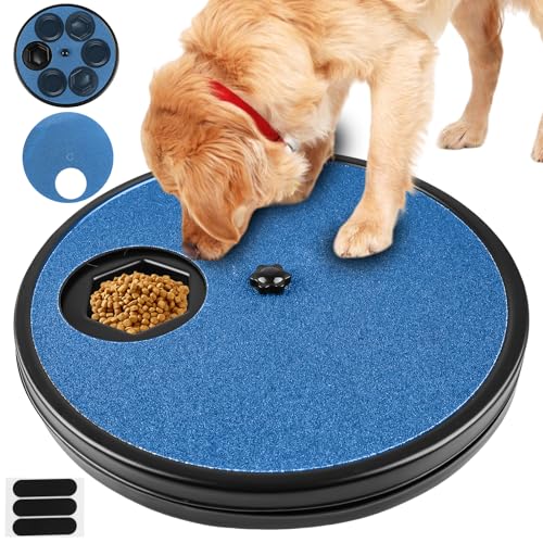 Kratzbrett für Hunde Mit Leckerlibox, Krallenschleifer Mit 6-Fächer-Lebensmittelvorrat, 360° Drehung - Alternative Zu Krallenknipsern Und -Schleifern (Blau) von BAIFULAI