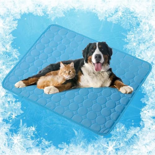 Kühlmatte Hunde – 62 * 50 cm Kühlmatte für Hund und Katze, Cooler Stoff Kühldecke Hund Selbstkühlend, Cool Eismatte für Haustiere, Selbstkühlende Matte für Haustiere, Hundehütten Betten - Navy blau von BAIFULAI